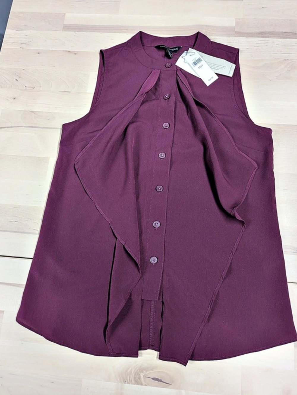 Banana Republic Ruffle V-Neck Chiffon Top Purple XXS